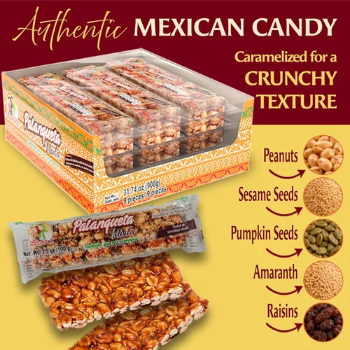 Miniatura 3 de Las Sevillanas Peanut Brittle - Barra de maní crujiente y semillas mixtas, caramelo tradicional mexicano, aperitivo dulce, 31.74 onzas (paquete de 1)