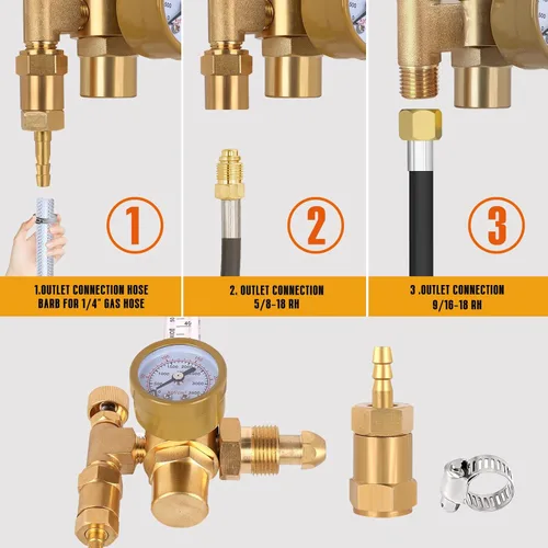 Miniatura 3 de Argón/CO2 MIG TIG Medidor de Flujo Regulador de Gas Indicador de Soldadura de Gas