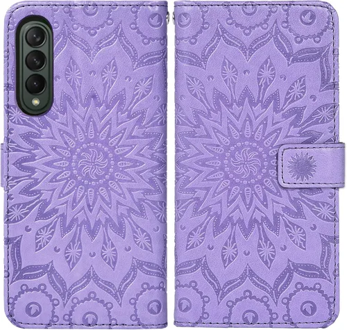 Miniatura 5 de Asuwish Funda de teléfono para Samsung Galaxy Z Fold 3 5G 2021 cartera y girasol de cuero delgado con tapa para tarjetero, accesorios para celda