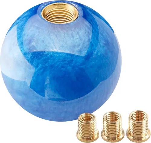 Miniatura 15 de Pomo de palanca de cambios redondo de bola de 5 y 6 velocidades de fibra de carbono para vehículos manuales y automáticos con adaptadores M12x1.25
