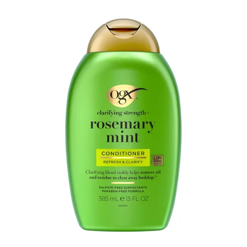 OGX - Acondicionador de fuerza aclarante + romero y menta, acondicionador aclarante para cabello graso que ayuda visiblemente a eliminar el aceite y