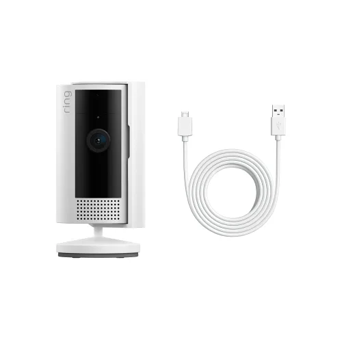 Miniatura 2 de Nueva cámara de interiores Ring (2da generación), blanca con 10 pies cable de alimentación USB-A a Micro USB
