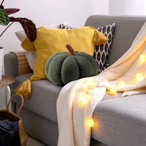 Miniatura 6 de Queekay 2 almohadas de calabaza de felpa de 11 x 9.5 pulgadas, decoración de calabaza rellena de Acción de Gracias para otoño, hogar, dormitorio