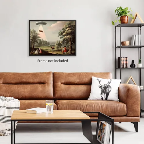 Miniatura 3 de Haitunone Arte de pared divertido y alucinógeno en forma de OVNI, póster único victoriano, paisaje en óleo sobre lienzo, impresiones para decoración