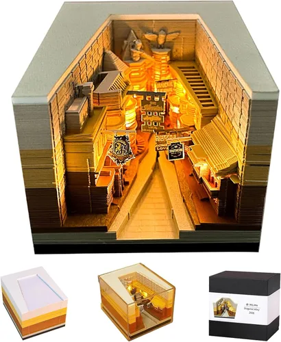 Miniatura 8 de RSLIPIN Bloc de Notas 3D Pieza de Tiempo Calendario 2026, Calendario 3D 2026 Calendario de Escritorio con Luces Notas de Bricolaje Bloc de Notas