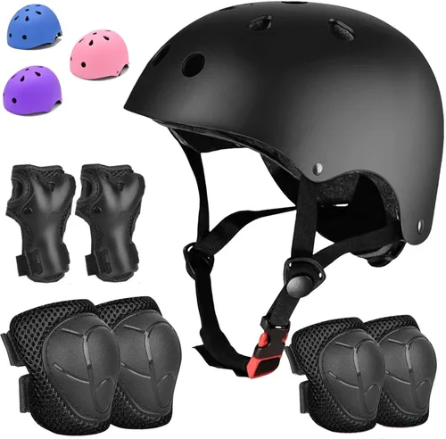 Miniatura 9 de Juego de casco de bicicleta ajustable para niños, chicos, chicas y adolescentes de 3 a 8 años de edad, incluye protectores de codo, rodilla