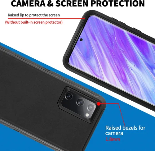 Miniatura 4 de Funda Anloes Defender para Samsung S20 FE, Funda para teléfono S20 FE Resistente a golpes, a prueba de polvo y robusta con protector de 3 capas