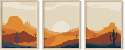 Miniatura 66 de HAUS AND HUES Arte de pared bohemia moderna de mediados de siglo - Arte boho, neutro, decoración de pared con sol (Marco negro, 12x16)