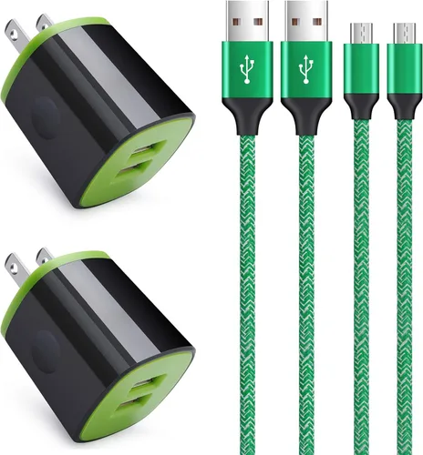 Bloque de cargador de pared, cable de teléfono Android para Moto E5 G4 G5 G6 Play, Samsung S7 S6 Active S5 A10, Galaxy J8 J7 J3 V, tableta Kindle