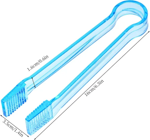 Miniatura 2 de 10 piezas de pinzas de buffet de plástico, pinzas de cocina transparentes azules, mini utensilio de servir, pinzas para alimentos, hielo, ensalada