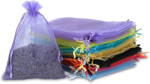 Miniatura 11 de Kslong 100 bolsas pequeñas de malla con cordón de 3 x 4, bolsas de organza transparente con cordón para joyas, bolsas de malla para fiestas de boda