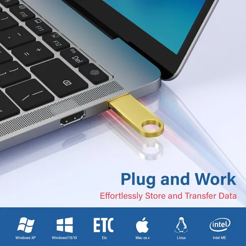 Miniatura 2 de Paquete de 5 memorias USB de 128 GB con llaveros, Wooolken memorias USB 2.0 de metal elegante para PC, computadora portátil, computadora 5 PZAS