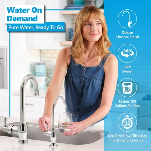 Miniatura 4 de Express Water Sistema de filtración de agua de ósmosis inversa Sistema de filtro de agua RO de 5 etapas con grifo y tanque Filtro de agua debajo