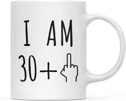 Miniatura 63 de Andaz Press Divertida taza de café de 11 onzas, regalo de broma de cumpleaños, I Am 49 + 1 dedo medio, 1 paquete, ideas de regalo de cumpleaños 50