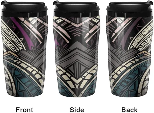 Miniatura 4 de Art Deco Geometric Pattern Coffee Cup Hot Coffee Travel Mug Reusable Iced Coffee Cups Double Heat Insulation Coffee Mug with Leak-Proof Lid Stylish