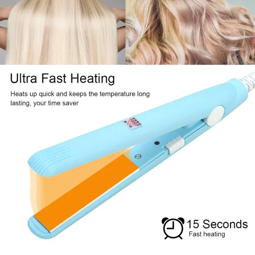Miniatura 8 de Alisador y rizador de pelo, 2 en 1, mini flequillo de belleza, plancha plana de cerámica, placa de turmalina, plancha y rizador de pelo iónico