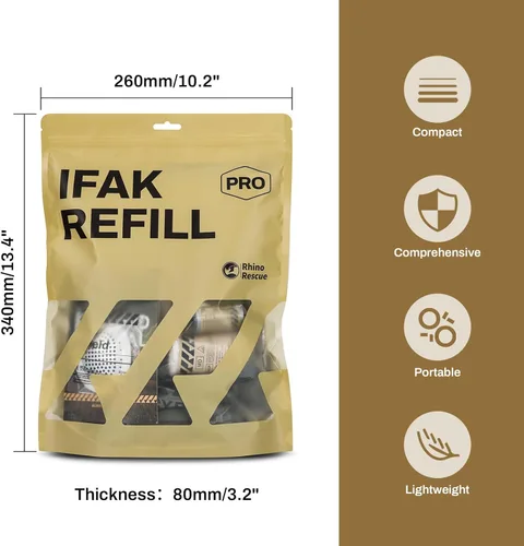 Miniatura 10 de RHINO RESCUE IFAK Kit de repuesto de 17 piezas con torniquete CAT Gen-7, kit táctico de primeros auxilios de emergencia, suministros médicos, kit