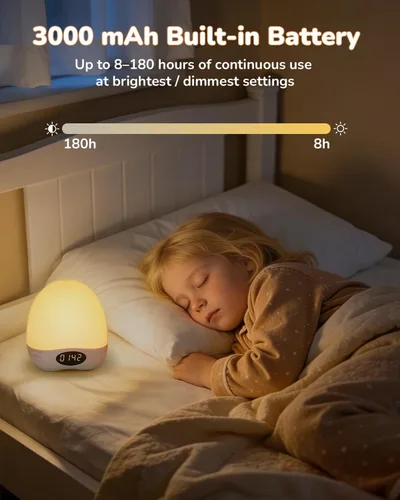 Miniatura 3 de Luz de Noche Portátil para Niños y Bebés, Luz de Huevo para Guardería para Lactancia, Luz de Noche Ajustable para Bebé con Temporizador y RGB