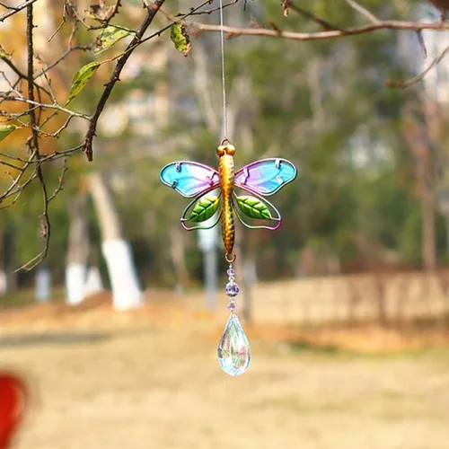 Miniatura 8 de WEISIPU Atrapasoles de cristal para ventanas – Prismas de bola de cristal de libélula, adorno de cristales colgantes para el hogar, jardín, oficina