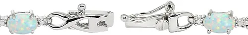 Miniatura 6 de Pulsera de plata de ley auténtica, creada o simulada, con piedras preciosas ovaladas, delicadas, infinitas, para mujeres y niñas