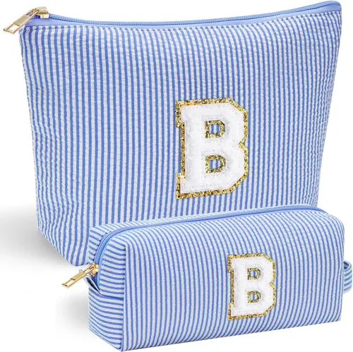 Miniatura 116 de YOOLIFE Regalos del Día de la Madre para mujeres, bolsa de maquillaje con inicial, bolsa de cosméticos, bolsa de maquillaje de viaje, regalos Rosado