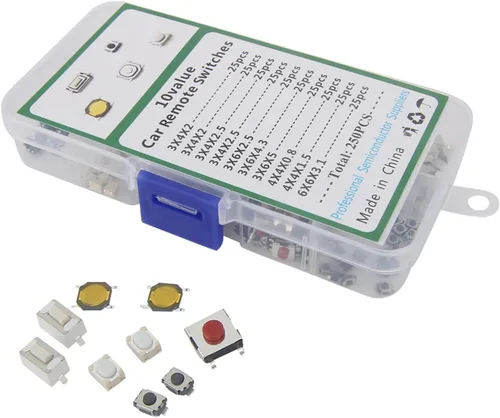Miniatura 2 de 250 piezas/1 juego de 10 tipos de tabletas de control remoto para coche duradero, interruptor de botón movible, botón de llave de coche, micro