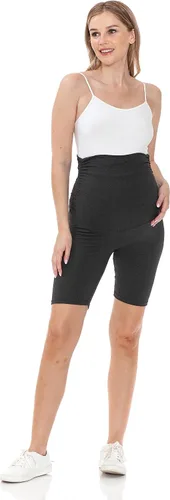 Miniatura 6 de Leggings Depot Pantalones cortos de maternidad con cintura lateral fruncida para mujer, pantalones cortos sobre el vientre