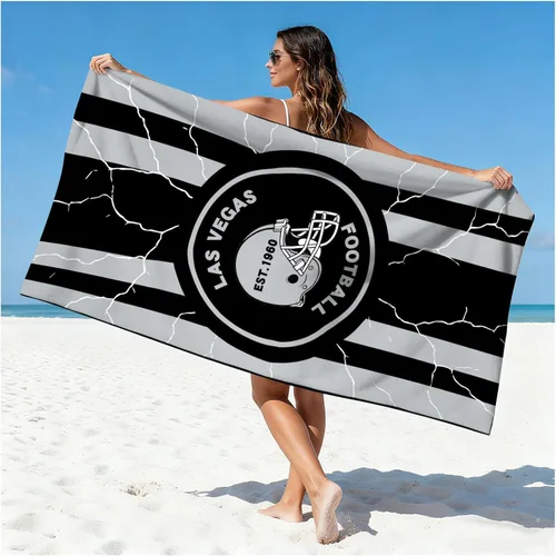 Football Fan Thin Lightweight Microfiber Beach Towel Las Vegas City Themed Large Absorbent Oversized Towels Men Women Stuff Raiders Team Dad Husband