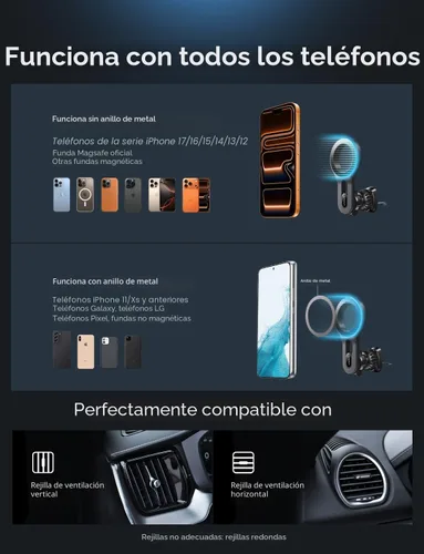 Miniatura 9 de LISEN Soporte magnético para teléfono para ventilación de automóvil, soporte magnético para teléfono de ventilación de automóvil, soporte