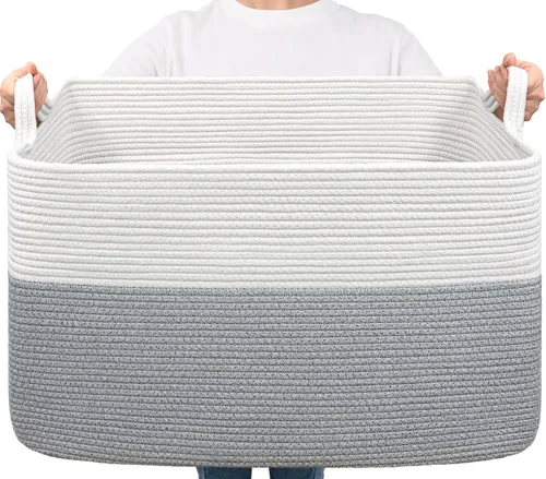 Miniatura 36 de Goodpick Cesta Grande de Almacenamiento de Juguetes, Cestas de Cuerda de Algodón Gris Contenedor de Almacenamiento de Juguetes para Bebé, Niños