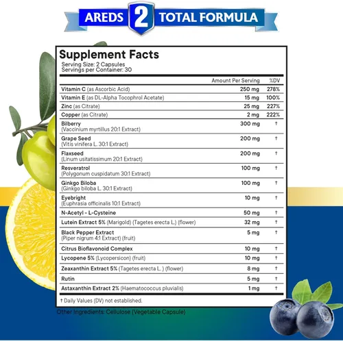 Miniatura 6 de NEW AGE Vitaminas para la salud ocular con arándano, luteína y zeaxantina, licopeno, resveratrol, extracto de semilla de uva, astaxantina, vitamina