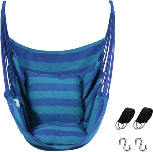 Miniatura 11 de Goutime Silla hamaca, columpio de techo de cuerda colgante bohemio, silla colgante de macramé para interiores, exteriores, dormitorio, exterior