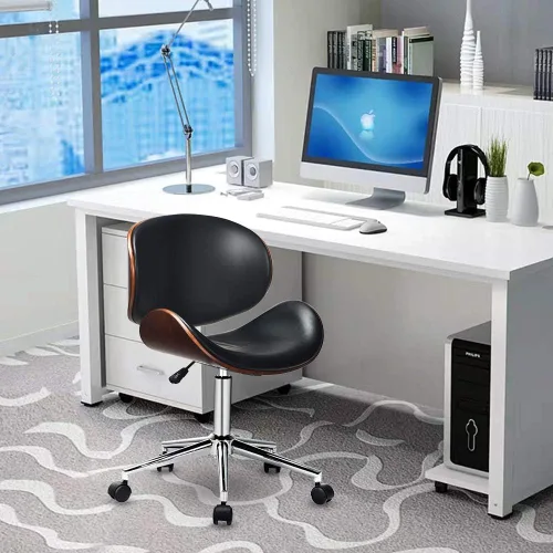 Miniatura 7 de GOODALLIN - Silla de oficina ajustable y moderna de mediados de siglo con asiento / respaldo curvo, silla ejecutiva giratoria, silla de computadora