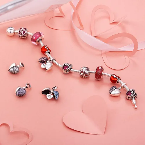 Miniatura 5 de NINGAN Abalorio colgante con texto en inglés I Love You para mujeres niñas esposa mamá hija amigas con circonia cúbica 5A para pulseras de abalorios