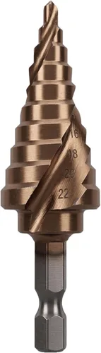 Miniatura 13 de Broca escalonada de cobalto M35 de 0.118-0.472 in (9 escalones), 5% HSS Co de alta velocidad de acero de alta velocidad con vástago hexagonal de 1/4