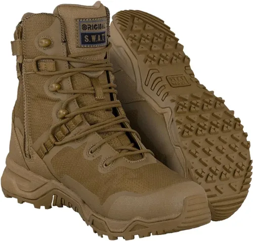 Original SWAT Alpha Fury - Botas tácticas con cremallera lateral de 8 pulgadas, zapatos ligeros de alto rendimiento, aptas para aeropuertos, color