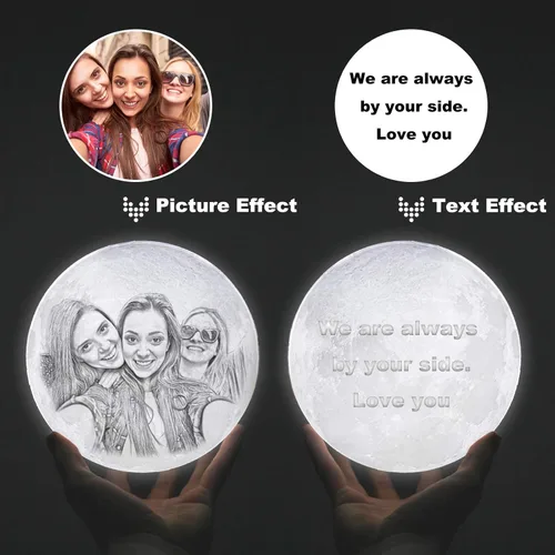 Miniatura 6 de Lámpara de luna personalizada con foto grabada, 16 colores, lámpara nocturna de carga USB para niños, cumpleaños, Acción de Gracias, Navidad
