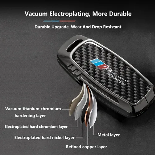 Miniatura 71 de Funda para llavero BMW con llavero, fibra de carbono real, protección de aleación de zinc, compatible con BMW 1 3 4 5 6 7 Series X1 X3 X4 M5 M6 GT3