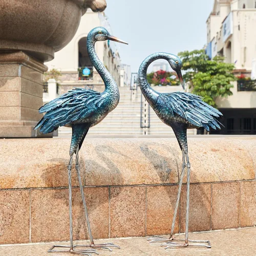 Miniatura 2 de Kircust Estatua de Grulla de Jardín para Exteriores, Señuelo de Garza Azul Esculturas y Estatuas de Jardín, Arte de Pájaro de Metal para Decoración