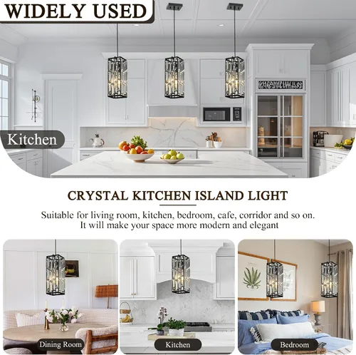 Miniatura 2 de Luces colgantes de cristal para isla de cocina, iluminación colgante luz colgante moderna, lámpara colgante ajustable para cocina