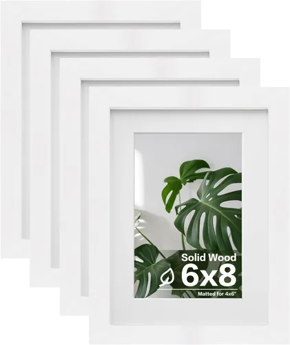Miniatura 19 de Egofine - Juego de 4 portarretratos 8 x 10 pulgadas de madera maciza y cubierta de plexiglás de 4 x 6/5 x 7 pulgadas con paspartú u 8 x 10 pulgadas