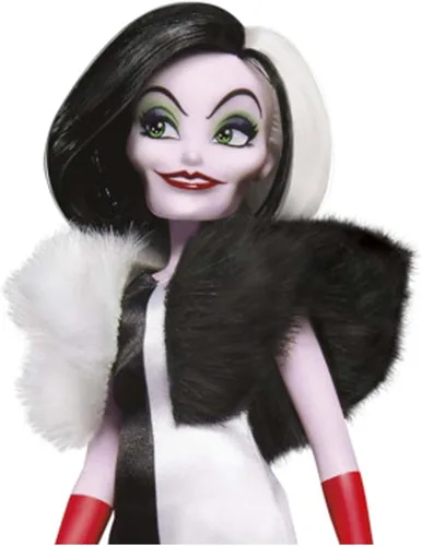 Miniatura 4 de Disney Muñeca de moda Princess Villains Cruella De Vil, accesorios y ropa extraíble, juguete de villanos de Disney para niños de 5 años en adelante