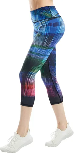 Miniatura 3 de COOLOMG Pantalones de yoga para mujer, mallas capri para correr, leggings de tiro bajo, entrenamiento, gimnasio con bolsillos ocultos