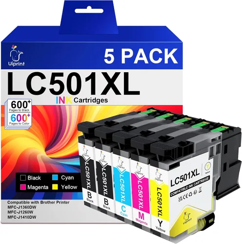 Miniatura 10 de LC501 - Cartuchos de tinta de repuesto para impresoras Brother LC501XL Serie LC501 compatibles con impresora Brother MFC-J1360DW MFC-J1410DW