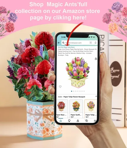 Miniatura 7 de Tarjeta emergente 3D floral colorida, tarjeta de felicitación de primavera para el día de la madre, Pascua, cumpleaños o aniversarios, tarjeta