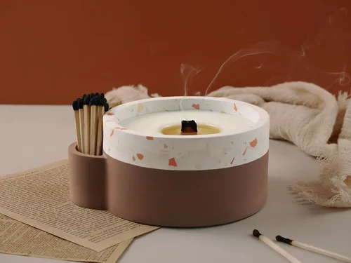 Miniatura 3 de Moldes redondos para tarros de velas, cilindro creativo de silicona, moldes para ollas, moldes para hacer botellas redondas de rayas de hormigón