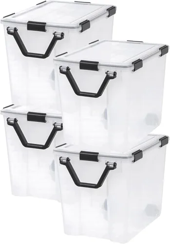 Miniatura 13 de IRIS USA WEATHERPRO - Caja de almacenamiento de plástico con tapa duradera y sello y hebillas de cierre seguro, color negro
