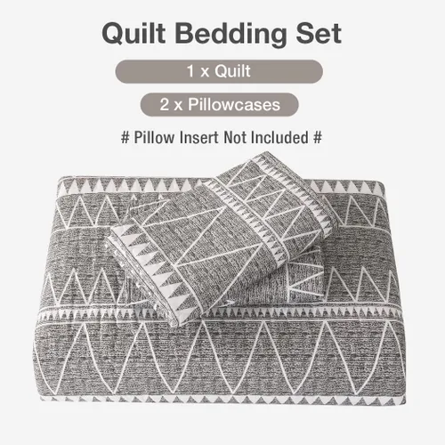 Miniatura 6 de Lekesky Juego de edredón gris tamaño Queen, 3 piezas (1 edredón + 2 fundas de almohada), edredón bohemio reversible ligero de microfibra suave