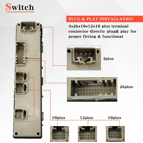 Miniatura 6 de 15883320 Interruptor de ventana eléctrica para el lado del conductor delantero con interruptor de espejo plegable compatible con Chevy Silverado