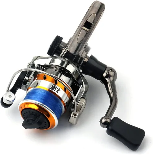 Miniatura 5 de Mini 100 ruedas pequeñas 4.3:1 Carrete de metal de aluminio carrete de pesca para cañas grandes y pequeñas y barras de pluma de agua dulce y pesca